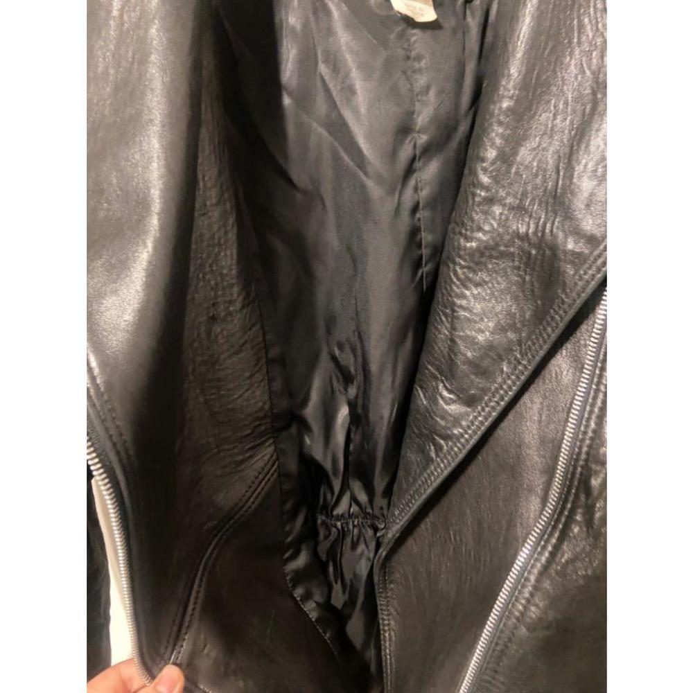Vintage Rare Henri Bendel New York Black Leather Belted Biker Jacket Size 4 - Picture 9 of 10